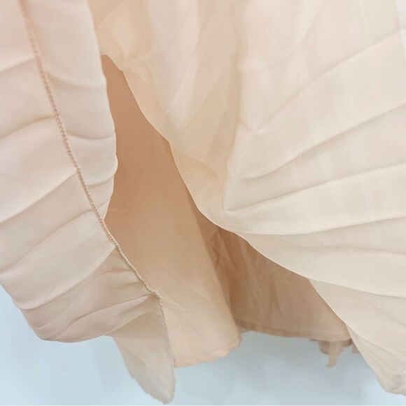 ASOS Nude Blush Pleated Off Shoulder Flowy Midi Dress NEW - Picture 13 of 16